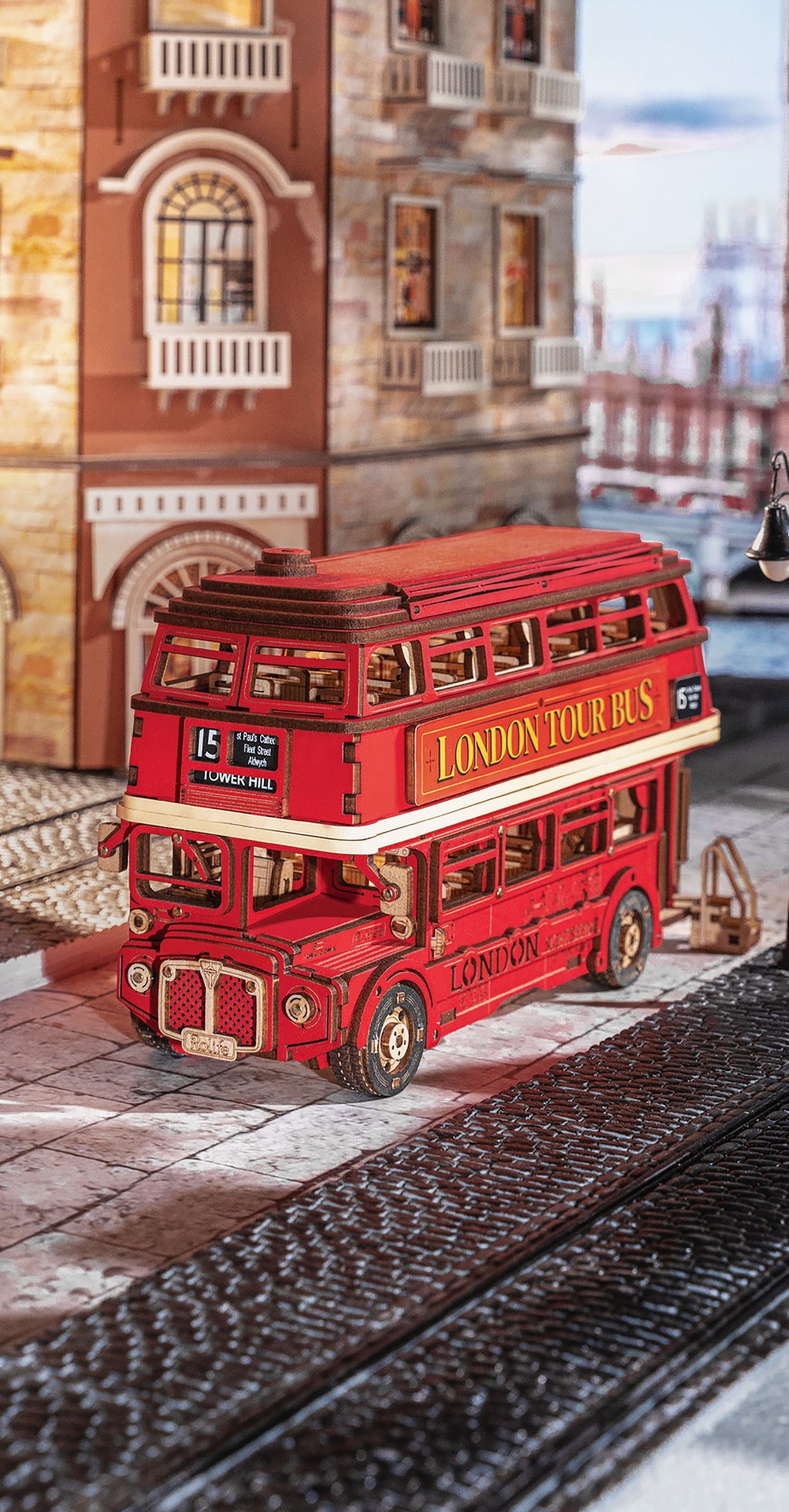 Rolife London Tour Bus — Puzzle 3D de Madera | 245 Piezas | Sin Pegamento
