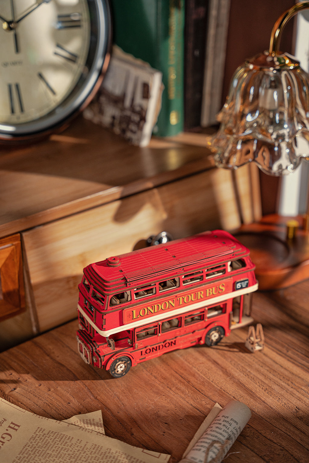 Rolife London Tour Bus — Puzzle 3D de Madera | 245 Piezas | Sin Pegamento