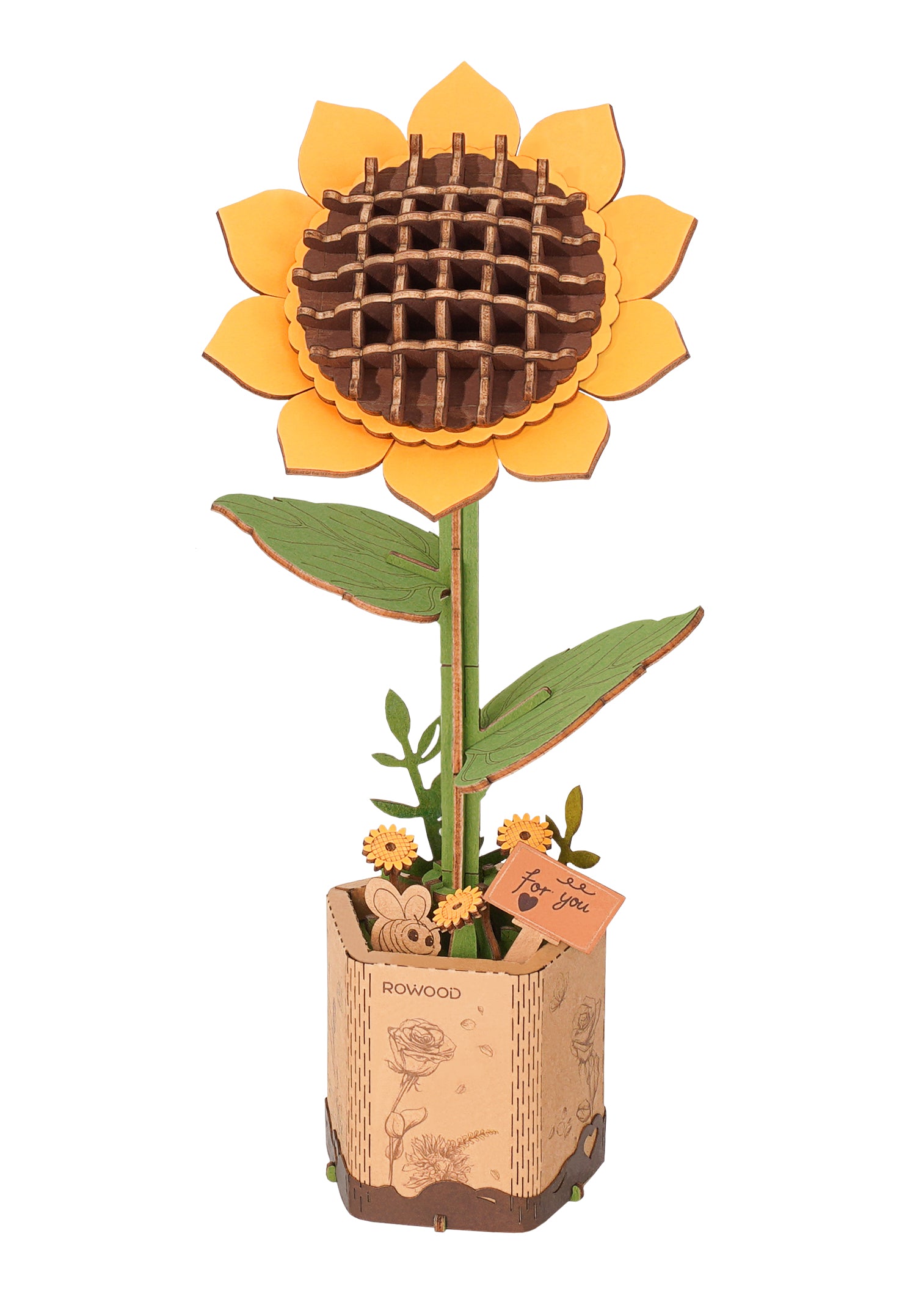 ROWOOD Sunflower — Flor de Madera Decorativa | 86 Piezas