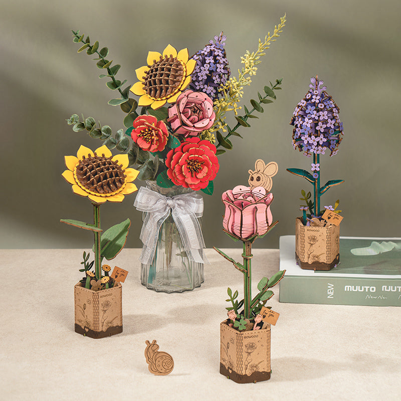 ROWOOD Sunflower — Flor de Madera Decorativa | 86 Piezas