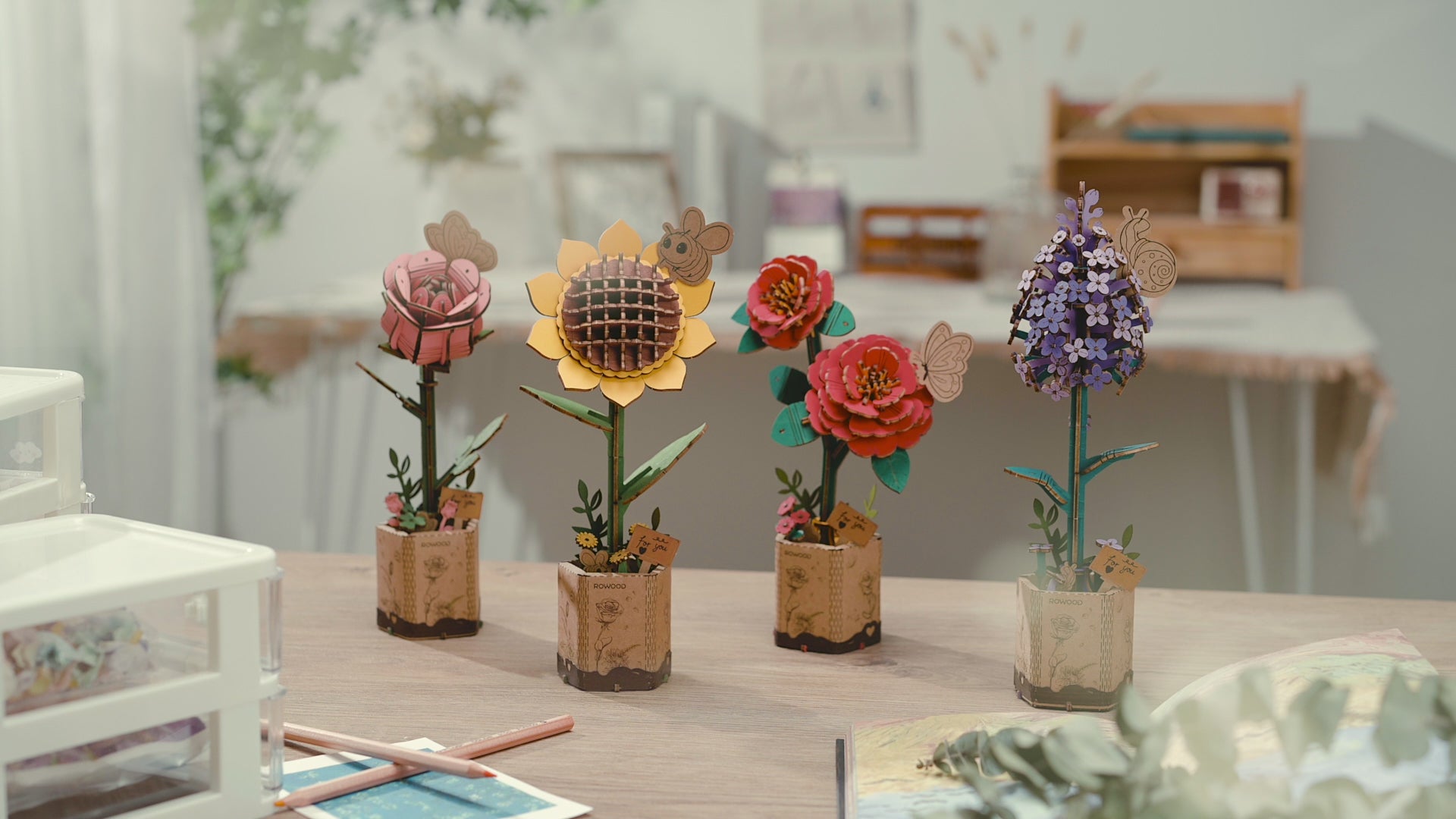 ROWOOD Sunflower — Flor de Madera Decorativa | 86 Piezas